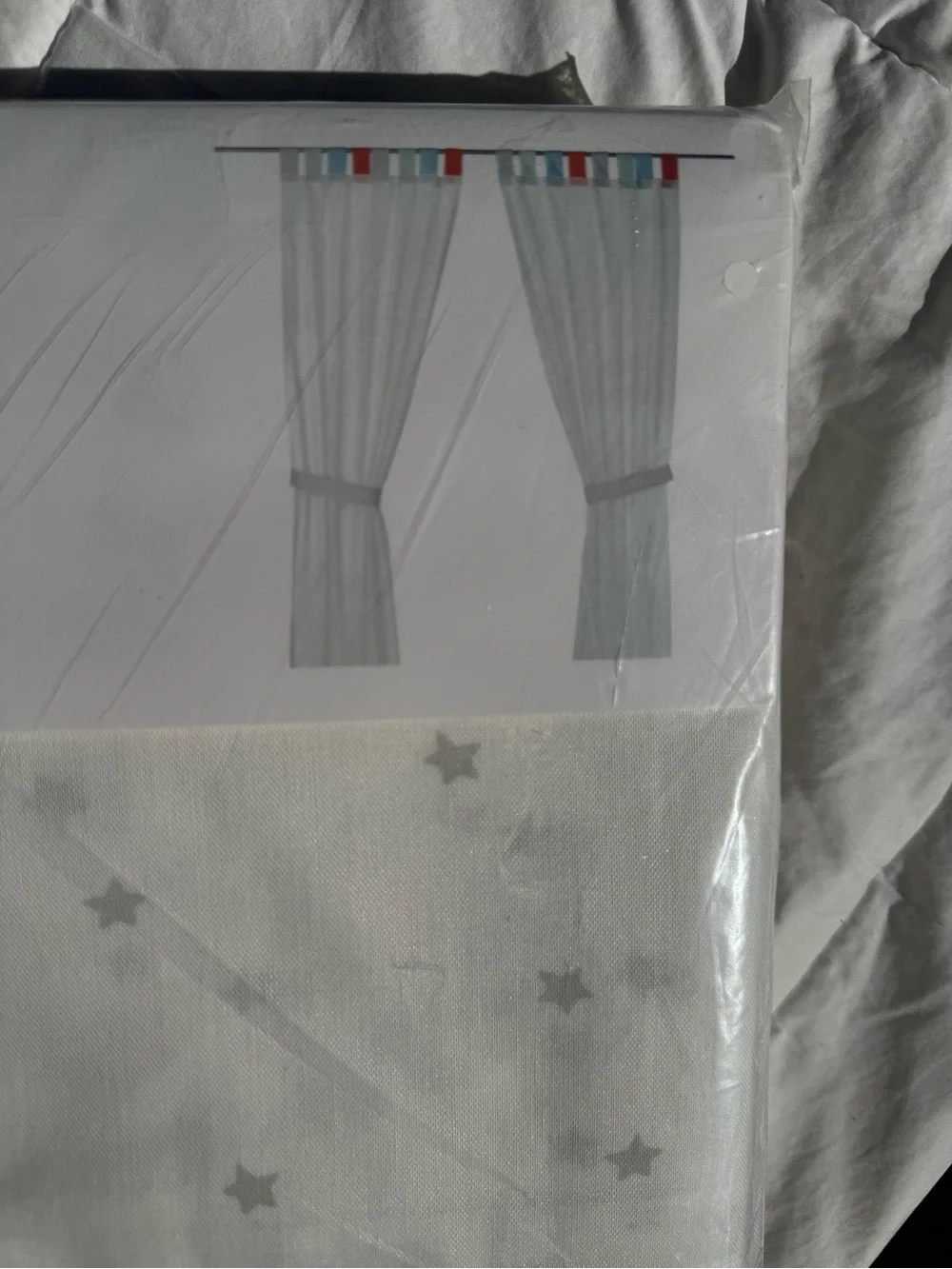 IKEA Curtain Panel with Colorful Tabs - White
